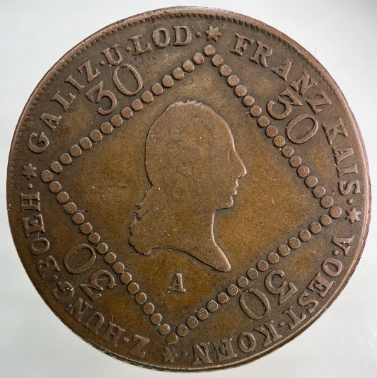 1807 Austria 30 Kreuzer Coin | Fine Collectable Grade