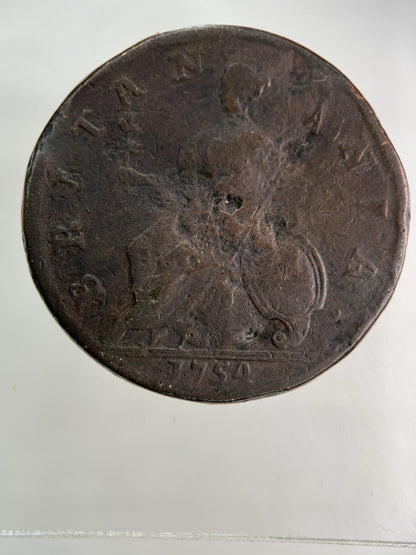 1754 George II 2nd Half - Penny Coin | Collectable Grade