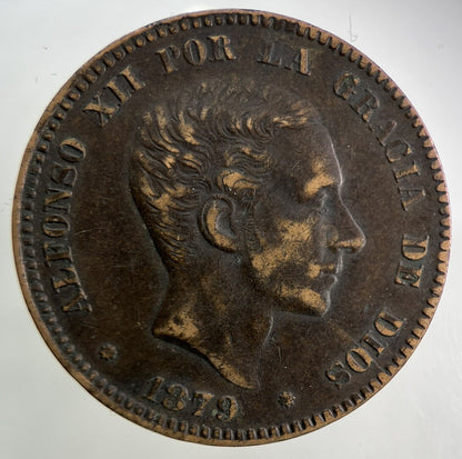 1879 Spain 10 Centimos Coin | Fine Collectable Grade