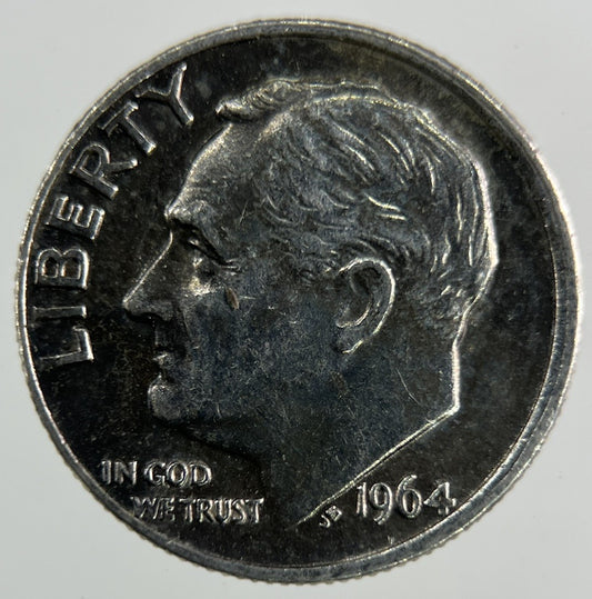 1964 - D US USA Roosevelt Dime Silver Coin | Fine Collectable Grade