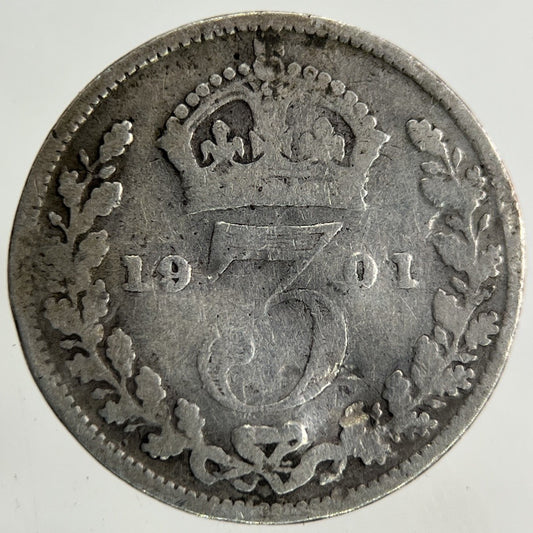 1901 Victoria Threepence Silver Coin | Fair Grade