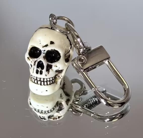 Mini White Gothic Skull Keyring Premium Keychain Gift UK
