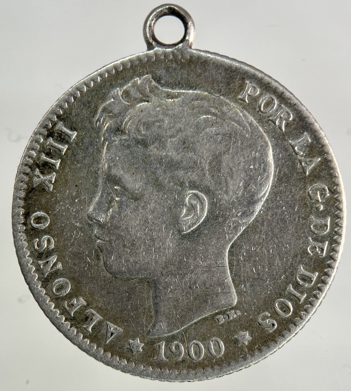 1900 Spain 1 Un Peseta Silver Coin | Fine Collectable Grade