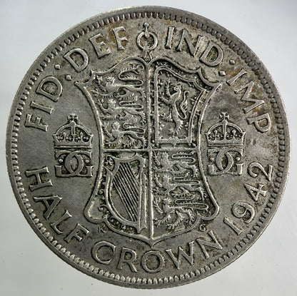1942 George VI Half - Crown Silver Coin | Fine Collectable Grade