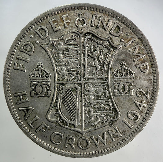 1942 George VI Half - Crown Silver Coin | Fine Collectable Grade