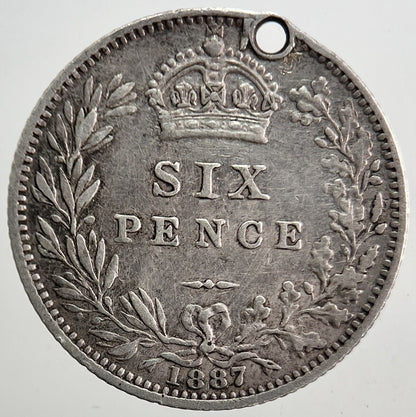 1887 Victoria Sixpence Silver Coin | Very High Grade | a5352