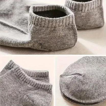 10 Pack Mens Trainer Liner Grey Ankle Socks Invisible Cotton Low Cut Sports Sock