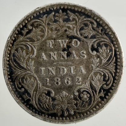 1862 India 2 Annas Silver Coin | Fine Collectable Grade
