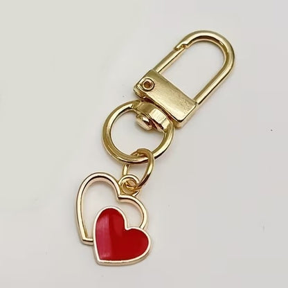 Mini Metal Cute Red Love Heart Charm Keyring Keychain Gift UK