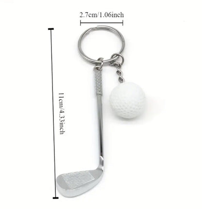 Mini Metal Golf Club & Ball Shaped Keyring Premium Keychain Gift UK