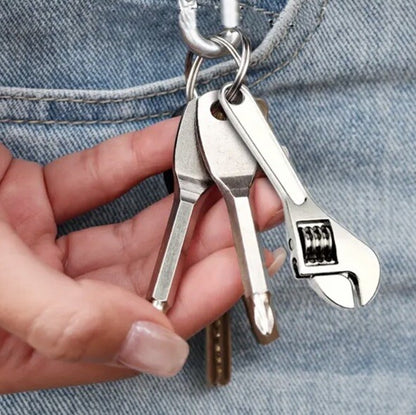 Mini Metal Toolkit Screwdrivers & Spanner Keyring Premium Keychain Gift UK