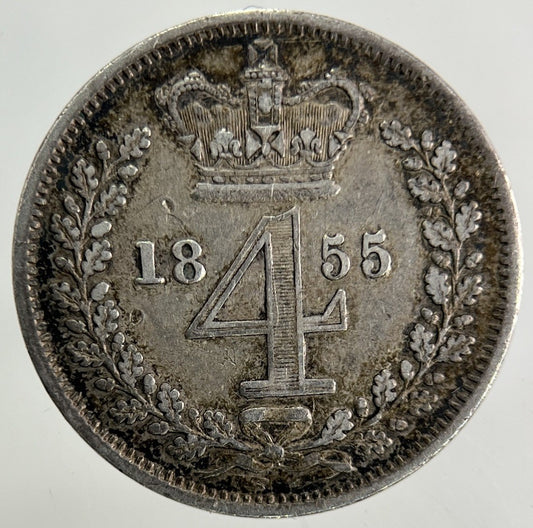 1855 Victoria Maundy Four - Pence Silver Coin | Very High Grade