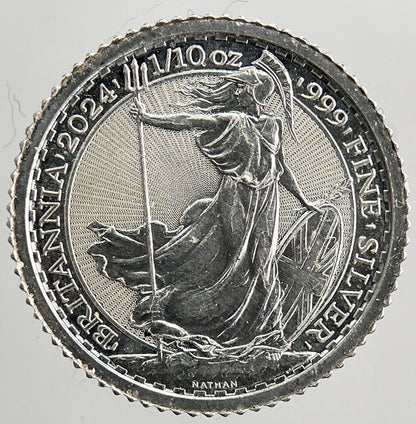 2024 Britannia Royal Mint 1/10th Oz Silver Coin | Very High Grade