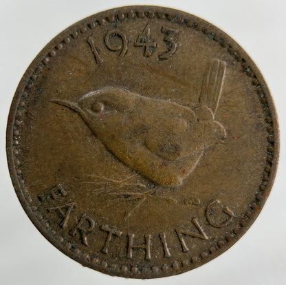 1943 George VI Wren Farthing Coin | Collectable Grade
