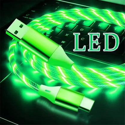 Type - C Blue Flowing LED USB Cable Charging Cable Multi Charger iPhone Type C