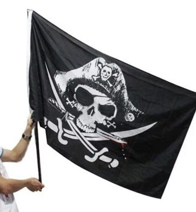 150 cm x 90 cm PIRATE FLAG With EYELETS Camping Caravan Motor - Home Boat