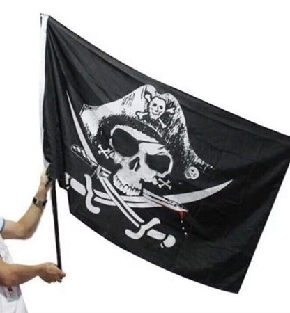 150 cm x 90 cm PIRATE FLAG With EYELETS Camping Caravan Motor - Home Boat