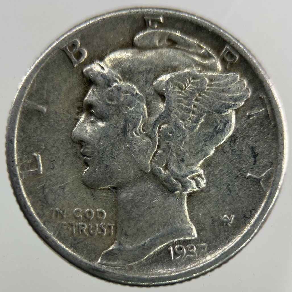 1937 US USA Mercury Dime Silver Coin | Fine Collectable Grade
