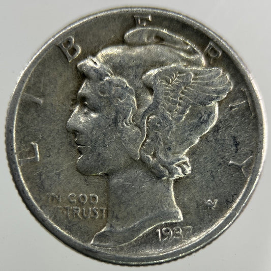 1937 US USA Mercury Dime Silver Coin | Fine Collectable Grade