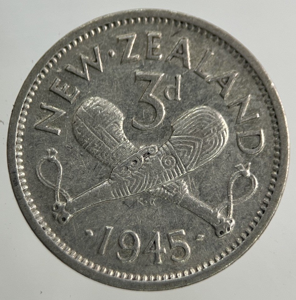 1945 New Zealand Threepence Silver Coin | Fine Collectable Grade