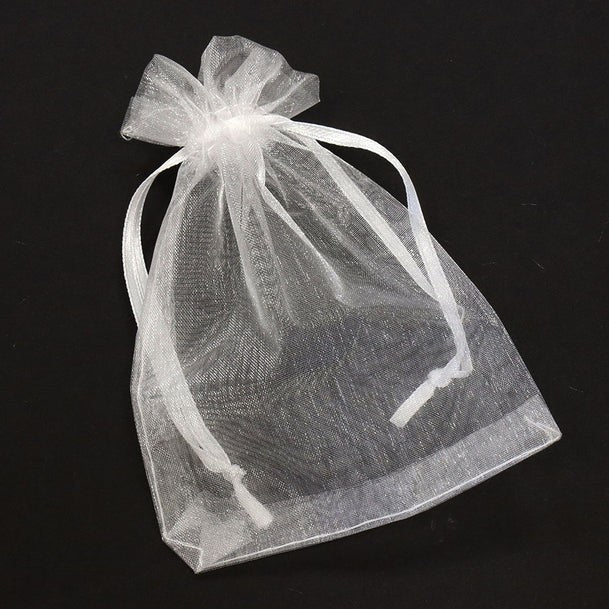 10 x Clear White Drawstring Jewellery Present Gift Bags for Party 9cm x 12cm