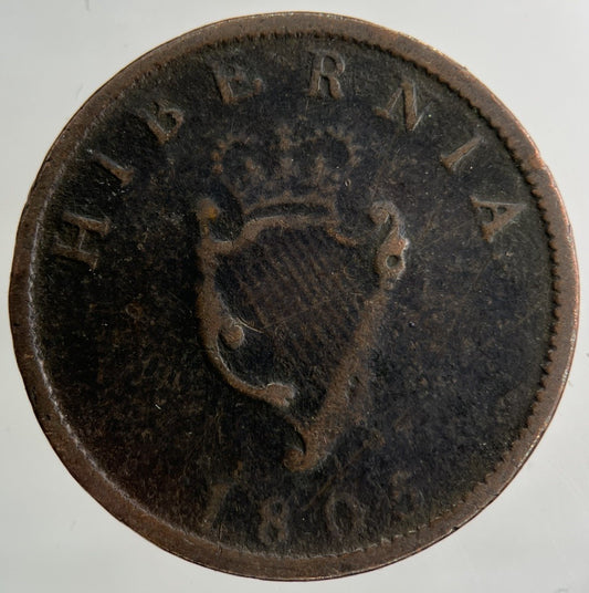 1805 Irish Ireland Half - Penny Coin | Collectable Grade