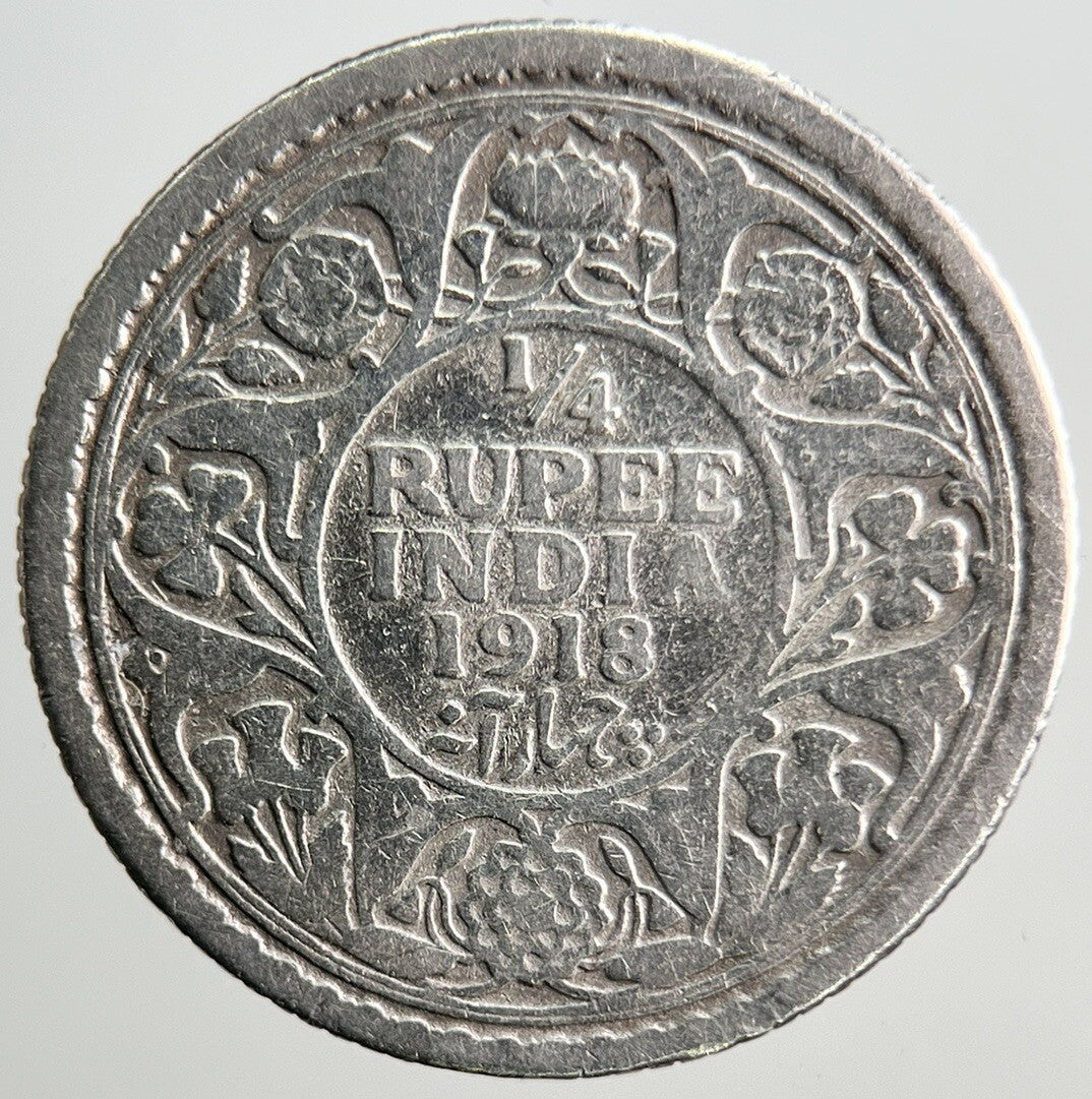 1918 1/4 Rupee India Silver Coin | Collectable Grade | a3208