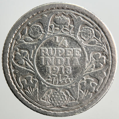 1918 1/4 Rupee India Silver Coin | Collectable Grade | a3208