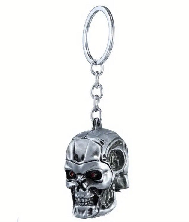 Metal Robot Skull Head Keyring Premium Quality Heavy Skull Keychain Gift UK