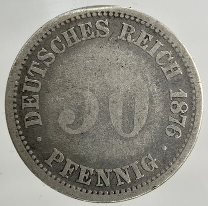 1876 Germany 50 Pfennig Silver Coin | Collectable Grade