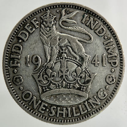 1941 George VI Shilling Silver Coin | Fine Collectable Grade