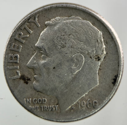 1960 - D US USA Roosevelt Dime Silver Coin | Collectable Grade