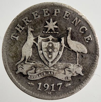 1917 - M Australia Threepence Silver Coin | Collectable Grade | a8523