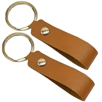 2 x Brown Key - Ring Leather Belt Loop Keychain Fob Holder Clip Hook Dangler UK