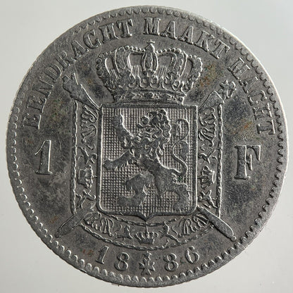 1886 Belgium 1 Franc Silver Coin | Fine Collectable Grade