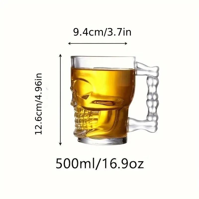 Skull Shaped 500ml Pint Glass Drinking Beer Mug Gift UK