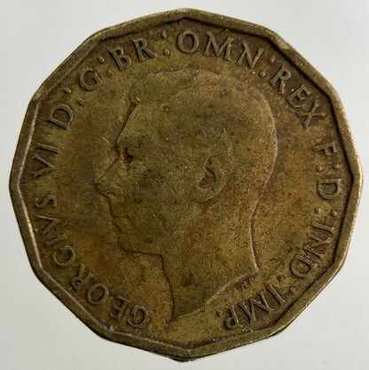 1943 George VI Brass Threepence Coin | Fine Collectable Grade