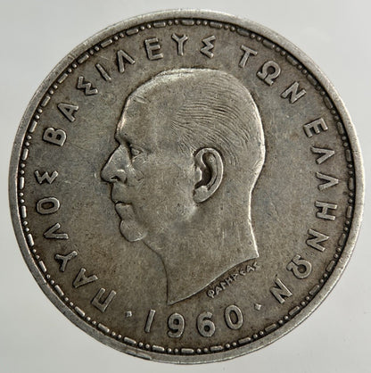 1960 Greece 20 Drachmai Silver Coin | Fine Collectable Grade