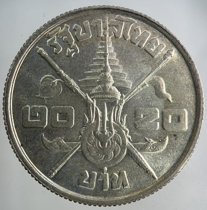 1963 Thailand Thai 20 Baht Rama IX Commemorative Silver Coin | Collectable Grade