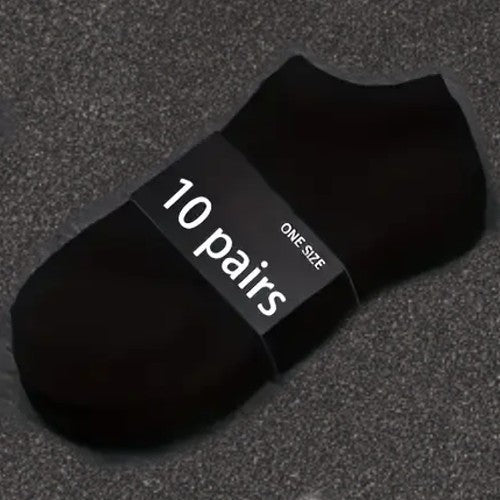 10 Pack Mens Trainer Black Ankle Socks Invisible Cotton Low Cut Sports Socks