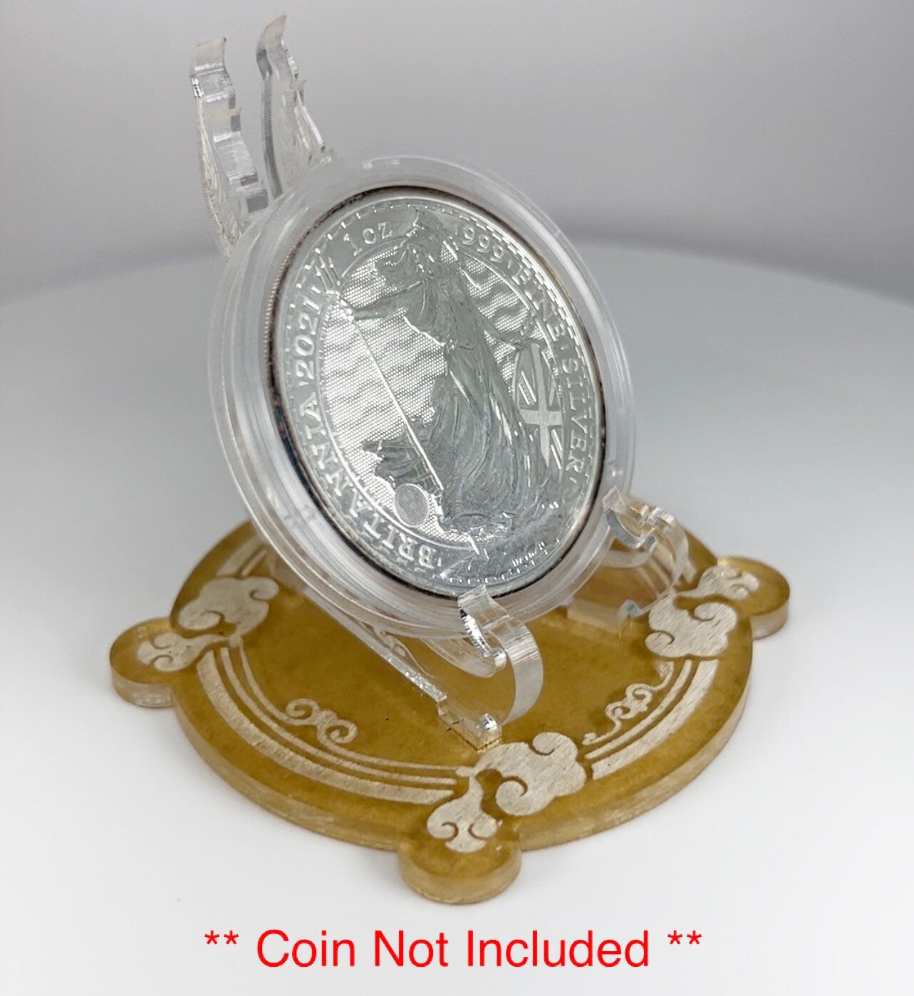 Clear Dragon 1oz Silver or Gold Coins / Amulet / Medal Display Stand