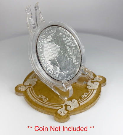 Clear Dragon 1oz Silver or Gold Coins / Amulet / Medal Display Stand