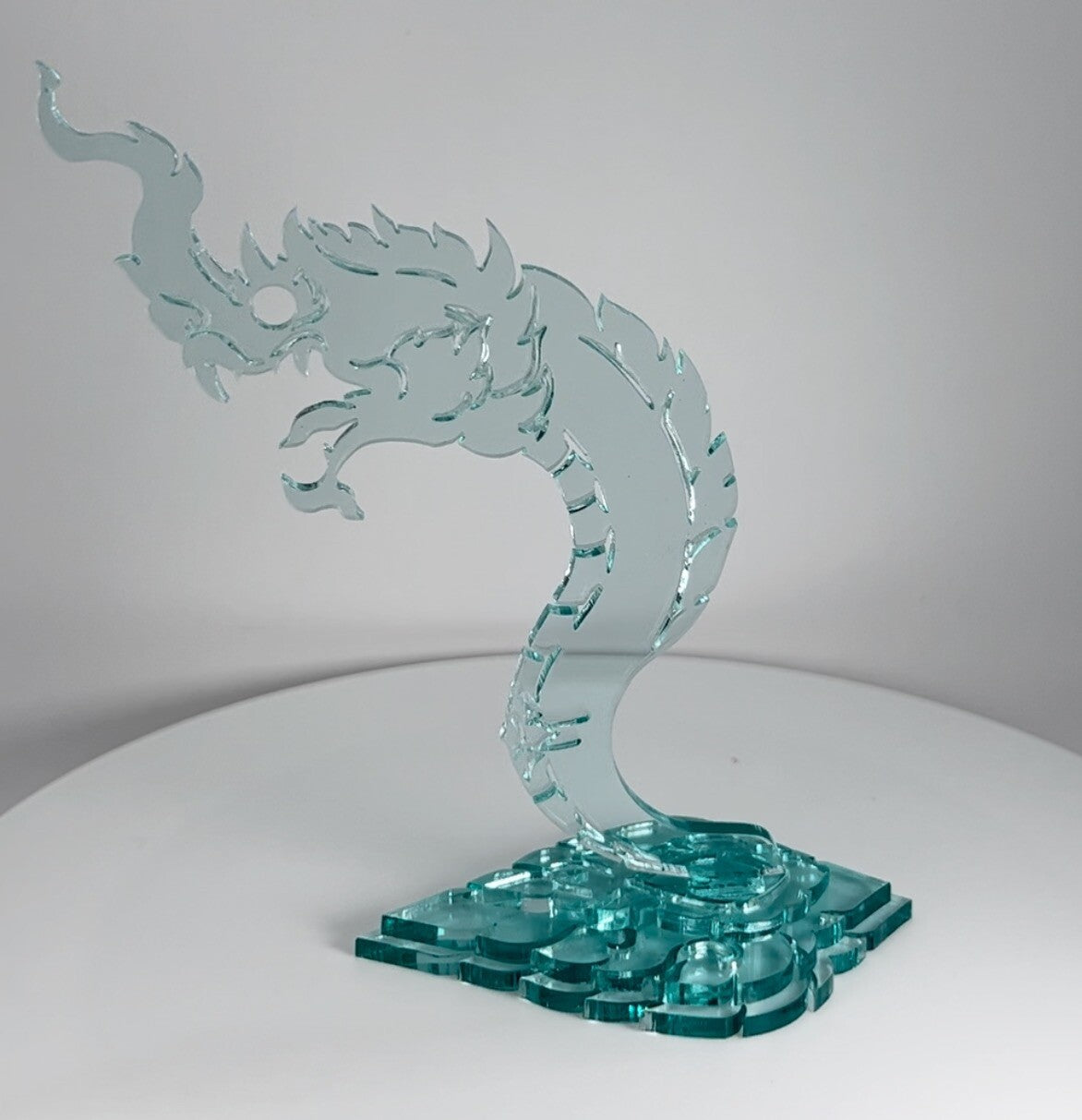 Clear Blue Dragon Themed Hanging Charm / Amulet / Medal Display Stand