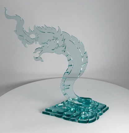 Clear Blue Dragon Themed Hanging Charm / Amulet / Medal Display Stand