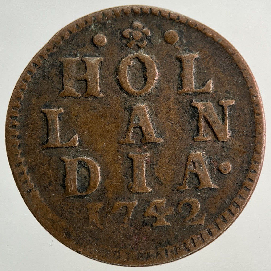 1742 Netherlands Hollandia 1 Duit Coin | Fine Collectable Grade