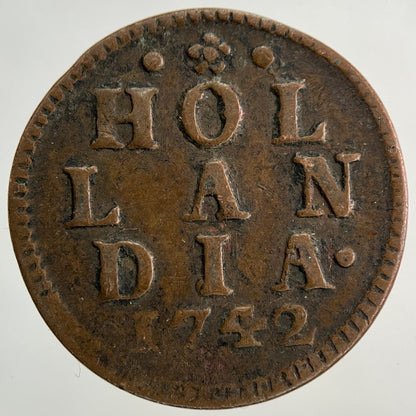 1742 Netherlands Hollandia 1 Duit Coin | Fine Collectable Grade