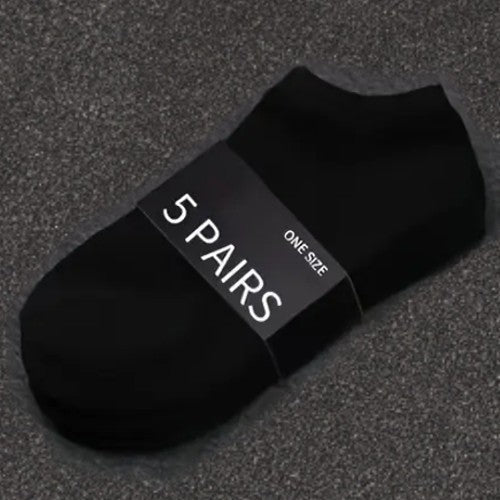 5 Pack Mens Trainer Black Ankle Socks Invisible Cotton Low Cut Sports Socks