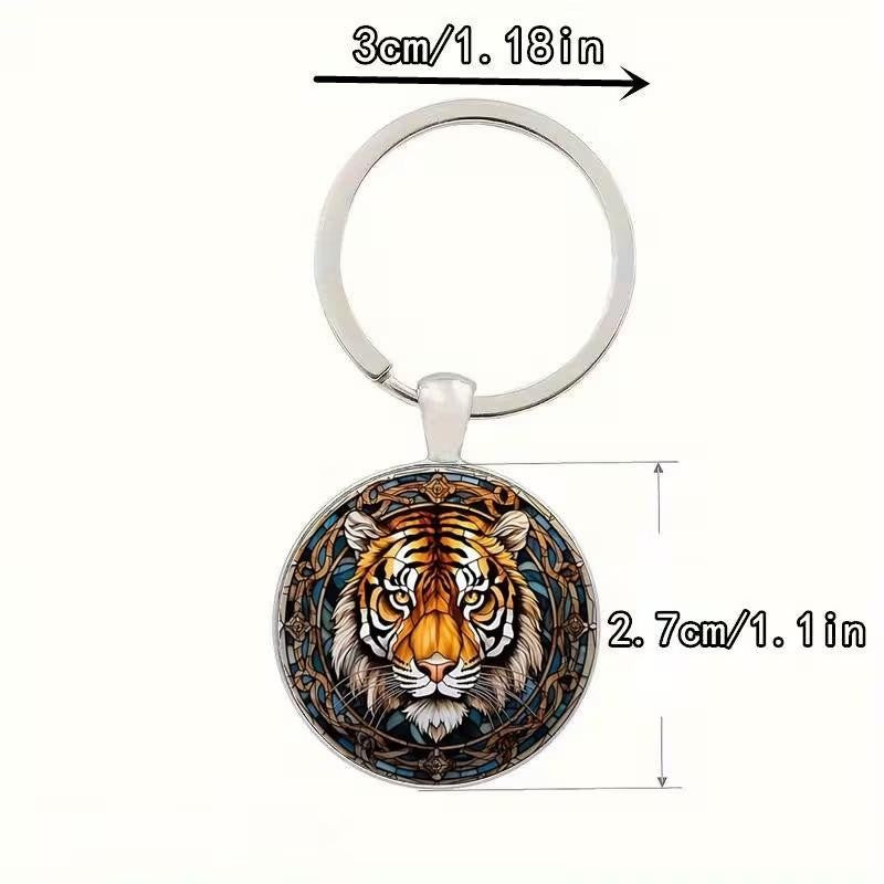 Metal Tiger Wildlife Charm Keyring Premium Keychain Gift UK