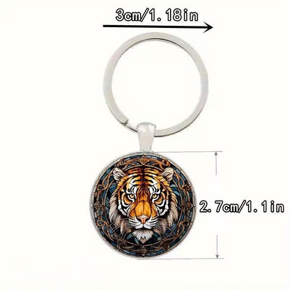 Metal Tiger Wildlife Charm Keyring Premium Keychain Gift UK