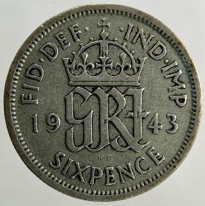 1943 George VI Sixpence Silver Coin | Fine Collectable Grade